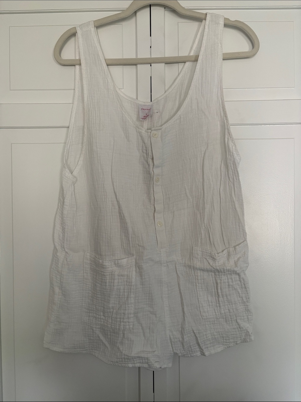 Lightweight White Button-Front Romper Cover-up